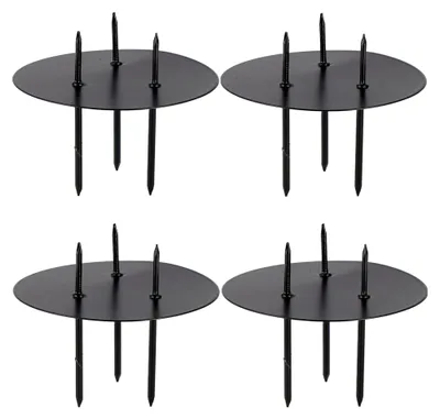 Produktbild von 4 x Kerzenhalter aus schwarzem Metall D=8 cm mit 3 Picks für Adventskerzen