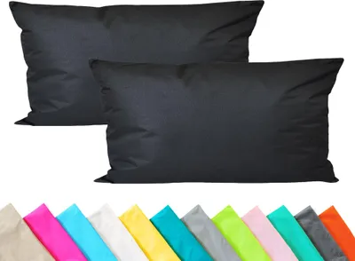 Produktbild von JACK 2er Set Outdoor Kissenhülle Kissenbezug 30x50cm Wasserfest Sitzkissen Lounge Kissen Garten Stuhl Lotus Effekt, Farbe:Schwarz