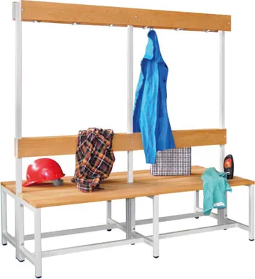 Produktbild von Garderobenbank - 1.500 mm - doppelseitig - Bucheleisten - reinorange