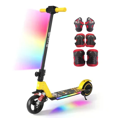 Produktbild von SIMATE S5 Faltbarer Kinder-Elektro-Scooter 6,3 Zoll Vorderrad, 14km/h, 130W, max 70kg, LED-Anzeige, ab 6 Jahren, Gelb