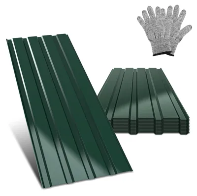 Image de Plaques de toiture en tôle d'acier galvanisé, modèle Peviasot 36er, épaisseur 0,25 mm, dimensions 115 x 45 cm, couleur verte, pour une surface maximale de 18 m²