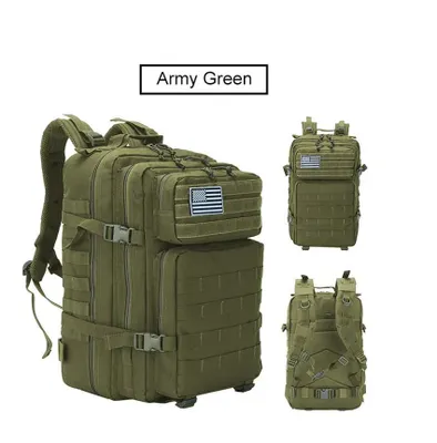 Produktbild von 45L Outdoor-Camping-Taktikrucksack mit doppelten Schultergurten, strapazierfähig, atmungsaktiv, wasserdicht, aus Oxford-Stoff, Wanderrucksack