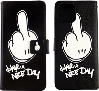 Produktbild von Apple iPhone 12 Mini Tasche Handy Hülle Schutz-Cover Flip-Case mit Kartenfach Have a nice day