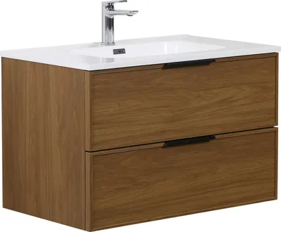 Image de Ensemble de meubles de salle de bains Luxor 80 cm - noyer - meubles de salle de bains avec lavabo