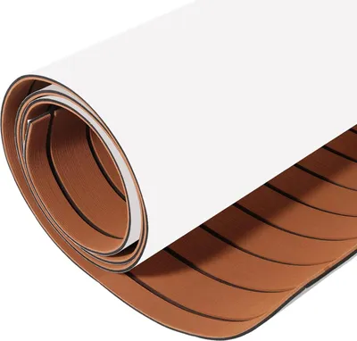 Zdjęcie produktu dla Pianka EVA imitująca drewno tekowe – mata pokładowa do łodzi – samoprzylepna – antypoślizgowa – 240 x 90 cm – prostokątna – brązowa
