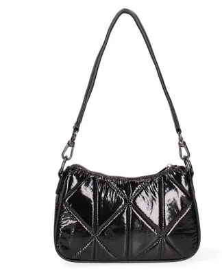 Image de Sac à Épaule Nylon Simili Cuir Noir Bandoulière Réglable et Amovible Black B UNICA 25x15x7 cm F6716-2-BLACK