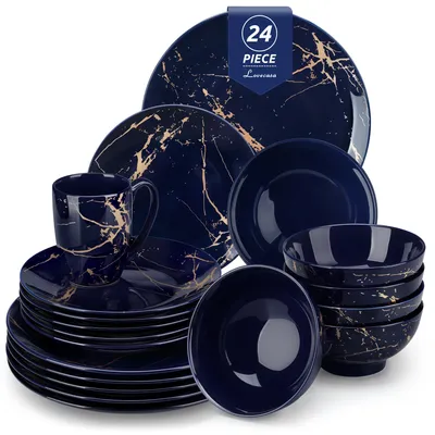 Serviesset 6 Personen, 24-teilig, Keramik, spülmaschinengeeignet