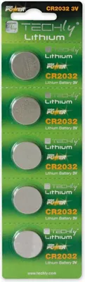 Produktbild von Techly CR2032, Lithium, Button/coin, 3V, 3,2 mm (0.126"), 2 cm