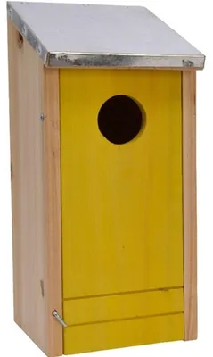 Produktbild von Decoris Vogelhauschen - gelb - Metalldach - 26 cm