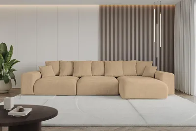Produktbild von Ecksofa mit Schlaffunktion und Bettkasten ESKAR-L2 - 364x176x72 cm Beige - Corner Sofa Bett Eckcouch Couch L-Form Schlafcouch Ausziehbar Wohnlandschaft Schlafsofa Cauchsofa