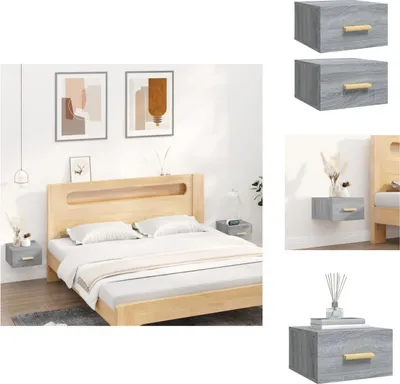 Produktbild von vidaXL Wand-Nachttische 2 Stk. Grau Sonoma 35x35x20 cm -  Nachttische
