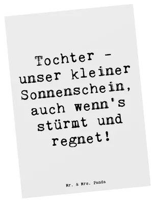 Produktbild von Mr. & Mrs. Panda Ansichtskarte Spruch Tochter Sonnenschein - Weiß - Geschenk, Optimismus, Postkarte, Liebe, Freude, einzelkarte, Kunstkarten, Grußkarte, Familie, Bindung