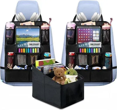 Produktbild von Auto-Organizer mit Tischchen, wasserdicht, groß, schwarz, für Kinder, Rückenlehnen-Schutz