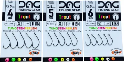 Produktbild von DAG Trout Haken mit Tungstenperle - 5 Forellenhaken, Größe:6