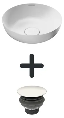 Imagen del producto de Kaldewei MIENA, lavabo de encimera, modelo 3193, diámetro 31 cm, juego que incluye válvula de desagüe permanente