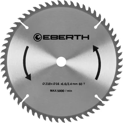 Obrázok produktu pre Kotúčová píla EBERTH Kotúčová píla z ocele s karbidovými zubami na rezanie dreva (priemer 210 mm, otvor 16 mm, hrúbka kotúča 1,6 mm)