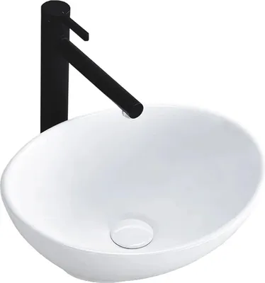 Produktbild von Mini Aufsatzwaschbecken Keramik f. Badezimmer Waschtisch Oval 41x34 cm