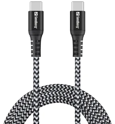 Produktbild von Sandberg 441-67, 2 m, USB C, USB C, USB 2.0, Schwarz, Weiß