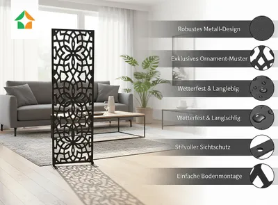 Produktbild von Dekorative Metallpaneel Metallsichtschutzwand - Mosaik