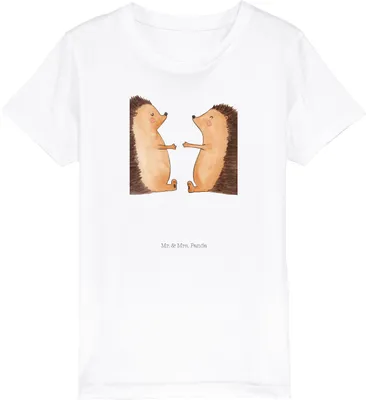 Produktbild von Mr. & Mrs. Panda Kleinkinder T-Shirt Igel Liebe 7-8 Jahre (122/128) - Weiß - Geschenk, Kindershirt, Hochzeitstag, Kinder Bio, Freundin, Hochzeit, Partner, Kleinkind