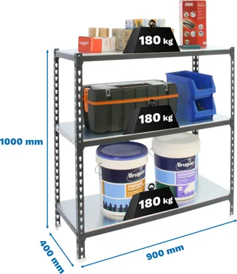 Zdjęcie produktu dla Regał metalowy SIMONCLICK 3/400 1000 ANTRACYT/CYNKOWANY