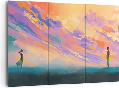 Produktbild von Bild auf Leinwand - Leinwandbild - Menschen Wiese Natur - 165x110cm - Wand Bild - Wanddeko - Leinwanddruck - Bilder - Kunstdruck - Wanddekoration - Leinwand bilder - Wandkunst - CE165x110-3845
