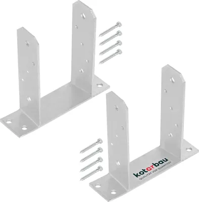 Image de KOTARBAU® 2 Pièces Support Poteau Bois à Visser TT Acier Galvanisé 120 mm Argent Pied de Poteau Fixation Robuste Embase