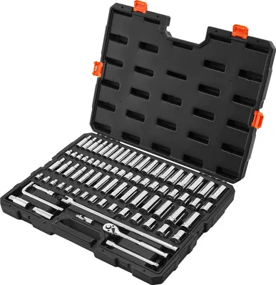Immagine prodotto di SucceBuy Set di chiavi a bussola da 76 pezzi con attacco da 9,5 mm, misure SAE e metriche, bussole profonde e poco profonde, compresi gli accessori e la robusta valigetta, in acciaio legato CR-V, ideale per le riparazioni di veicoli