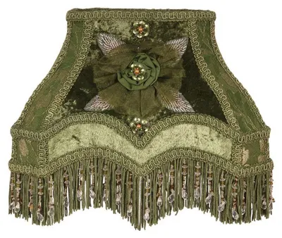 Produktbild von Lampenschirm, viktorianischer Stil, rechteckig, 22 cm - Grün - Stoff