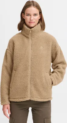 Produktbild von OXMO OXTovine Damen Teddy-Jacke Übergangsjacke Jacke mit Stehkragen Eingrifftaschen Reißverschluss Loose fit