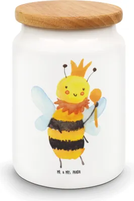 Produktbild von Mr. & Mrs. Panda behälter Biene König - Weiß - Geschenk, Teedose, Kaffeedose, zuckerdose, Vorratsdose, Dose