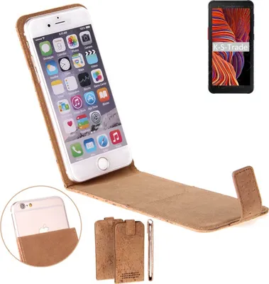 Produktbild von K-S-Trade Handyhülle kompatibel mit Samsung Galaxy XCover 5 Kork Hülle Flipstyle Case Schutzhülle Kork Case Hülle Flip cover Klapphülle Klapp,