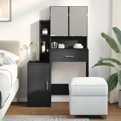 Produktbild von Möbel Schminktisch mit Schrank Schwarz 80x35x132 cm - Schminktische &26875
