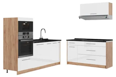 Obrázok produktu pre Kuchyňa Vicco Fame-Line Biely vysoký lesk/Dub Goldkraft 340 cm, AP Antracit, Model 63909