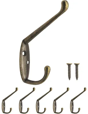 Garderobenhaken-Set, 5 Stück, Eisen, Bronze, 85x55 mm, Vintage-Landhausstil