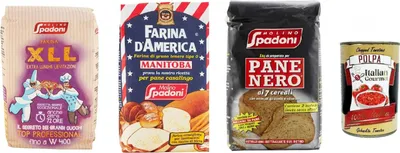 Produktbild von Testpaket Molino Spadoni Farina 3x 1 KG, XLL Pane nero und Manitoba Mehl + Italian Gourmet polpa 400g