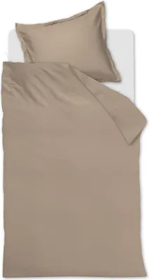 Produktbild von Ambiante Mako-Satin-Bettwäsche-Garnitur Satin Uni Farbe Taupe Größe 155x220+80x80