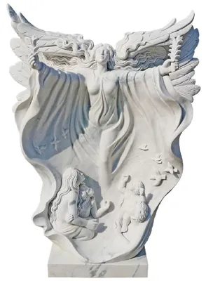 Image de Casa Padrino Luxe Art Nouveau Sculpture en marbre Ange Blanc H. 160 cm - Somptueuse figure décorative en marbre pour le jardin - Baroque & Art Nouveau Accessoires décoratifs en marbre pour le jardin - Noble & Somptueux