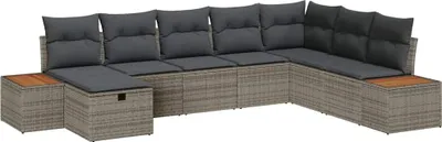 Productafbeelding van vidaXL Tuinset met loungebank en kussens, grijs, polyrotan