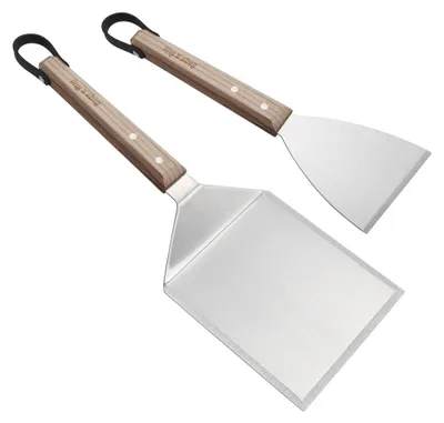 Produktbild von Edelstahl Grillbesteck Set, Grillspachtel und Grillschaber, BBQ Werkzeug Set für Plancha und Grillplatte, mit Aufhängemöglichkeiten