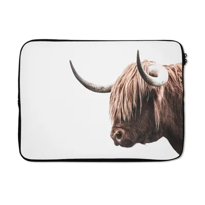 Produktbild von MuchoWow® Laptop Hülle 13 Zoll Schottischer Highlander - Tier - Weiß Laptoptasche - Laptophülle - Sleeve - Rundumschutz