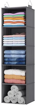 Produktbild von Hängeregal, Kleiderschrank-Organizer, Kleideraufhängungssystem, Stoffaufhängungssystem, faltbar und platzsparend mit Metallhaken, 1 Stück, schwarz