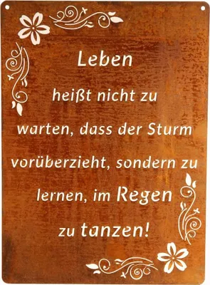 Produktbild von Schild Spruchtafel rostiges Gartenschild Edelrost Rost zum hängen Gartendeko 29x21cm Leben heißt nicht zu....