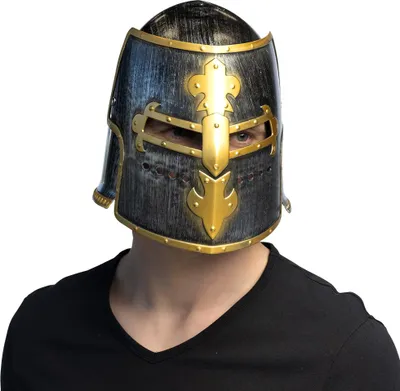Produktbild von Helm Kreuzritter Deluxe – Ritterhelm mit goldenen Details für Mittelalter Kostüm