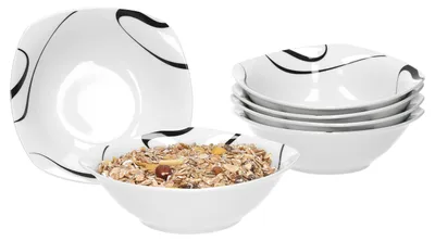 Produktbild von Galaxy 6er Set Müslischale Suppenschale Schale Ø14,3cm 300ml Liniendekor edles Markenporzellan