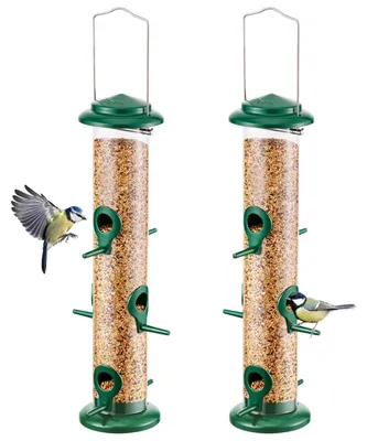 Produktbild von 2 Stück Vogelfutterspender 38.1cm Metall Grün mit 6 Anflugplätzen