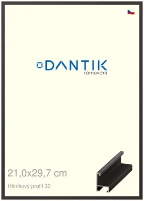 Zdjęcie produktu dla Rama DANTIK 21x29,7 | Profil ALU 6030 okleina czarna (szkło przezroczyste)