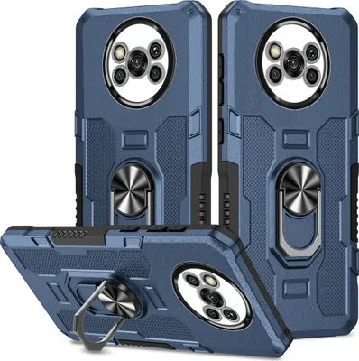 Produktbild von Xiaomi Poco X3 Hülle, Dual Layer Robuste Rüstung Ringhalter Ständer Schutzhülle für Xiaomi Poco X3 NFC / X3 Pro Blau