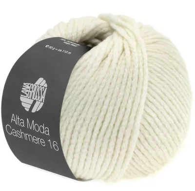 Immagine prodotto di Lana Grossa ALTA MODA Cashmere 16 50 g filato indemagliabile morbidissimo in Lana extrafine con cashmere 110 m colore 016 - bianco grezzo