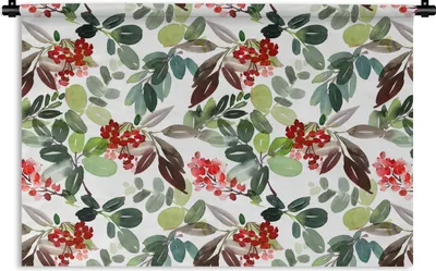 Produktbild von MuchoWow® Wandteppich Wandbehang Beeren - Weihnachten - Aquarell 60x40 cm Tapisserie Dekoration Wandtuch - Wanddekorationen